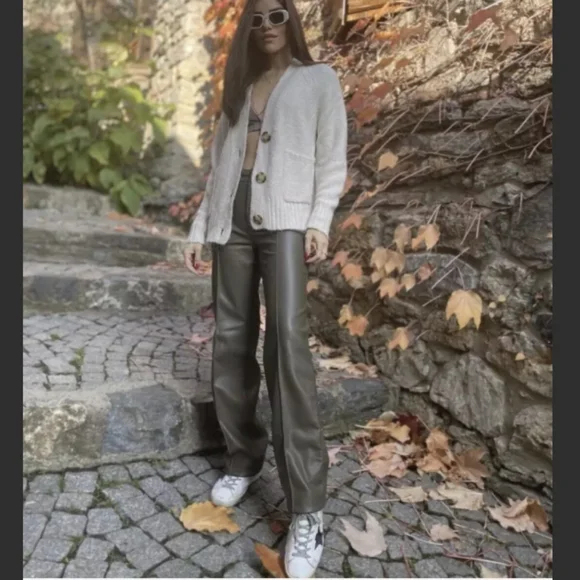 zara full length faux leather francoise pants